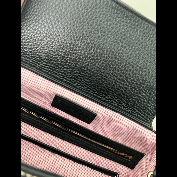 Dooney & Bourke Black Pebble Grain Leather Satchel Signature Design Canvas Lined - Picture 6 of 12